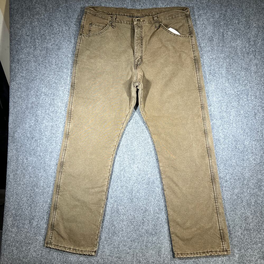 Wrangler Rugged Wear Brown Canvas Work Pants 38x32 Relaxed Carpenter